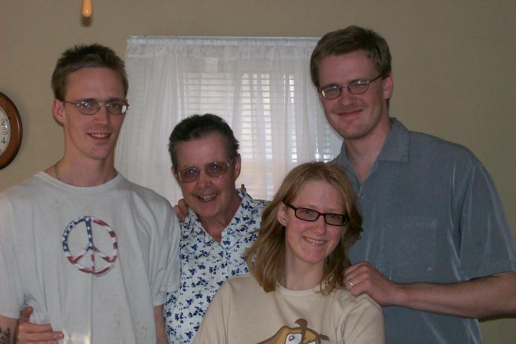 With her children